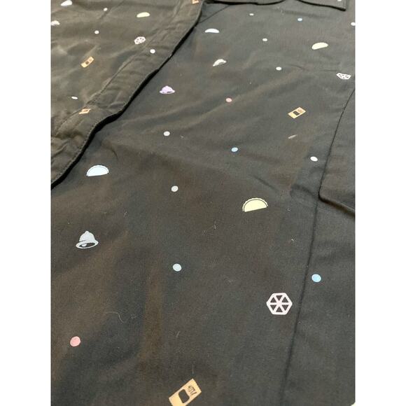 Taco Bell 3/4 Sleeve Employee Button Up Shirt Black Women's Size XL All Over - Picture 4 of 11